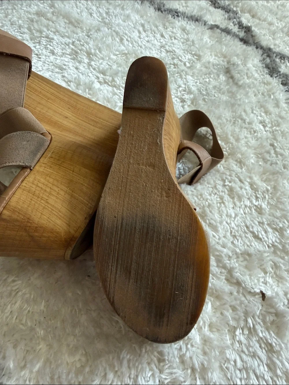 Steve Madden Beige/Tan Platform Wedge Sandals. Pre owned. Signs of wear.